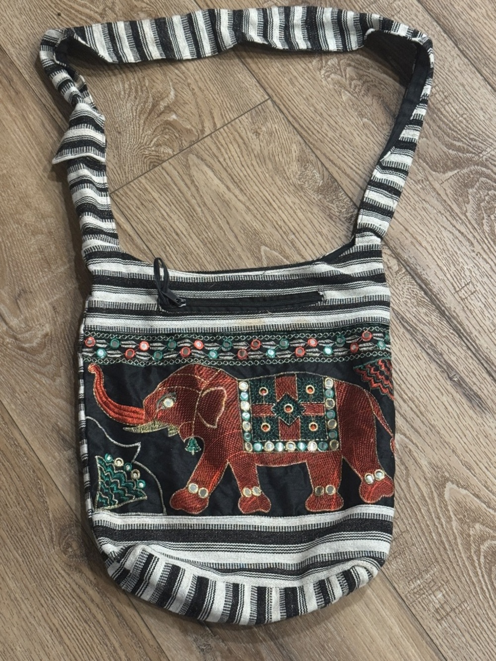 Boho Elephant Embroidered Shoulder Bag / Tote